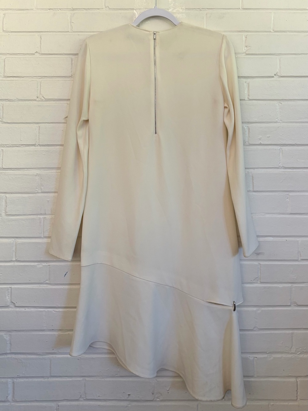 Tibi Triacetate Shift Dress w/ Detachable Asymmetrical Hem, Ivory, SZ 0 NWT - Picture 10 of 12